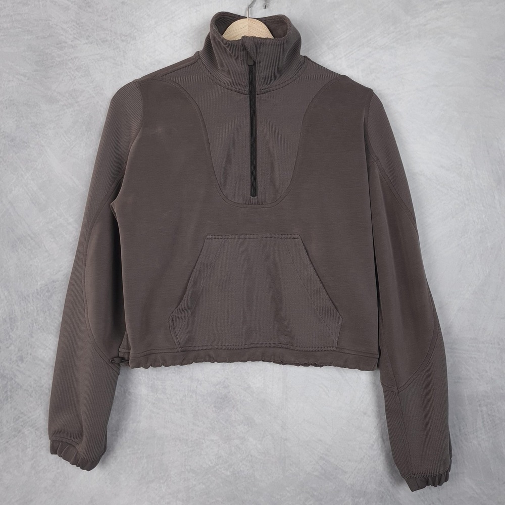 Lululemon Sweatshirt Womens 2 Brown Espresso Brushed Softstreme Ribbed Half Zip